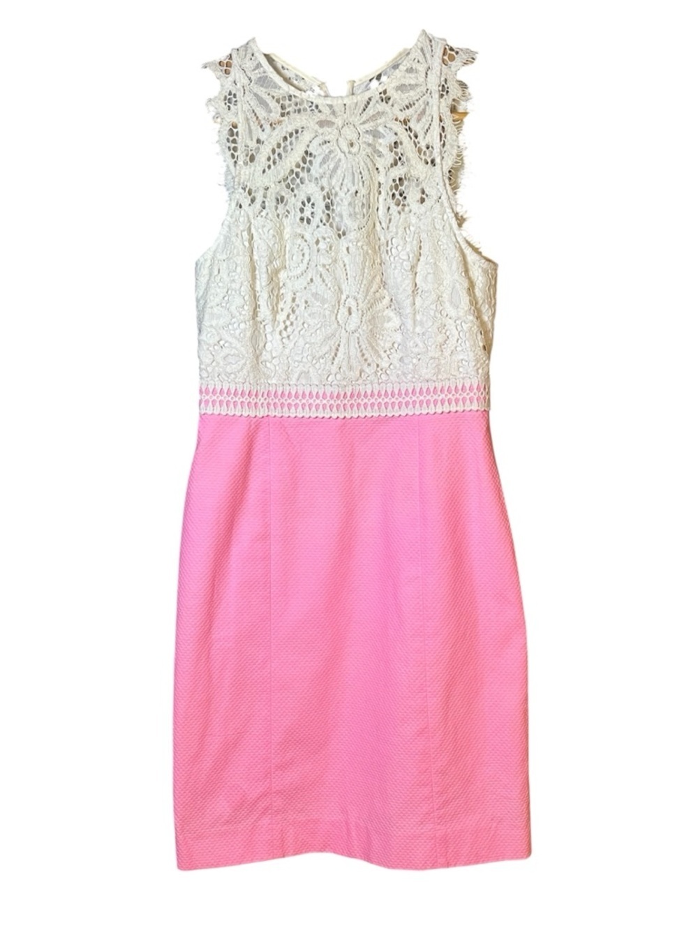 Lilly Pulitzer Sharice Stretch Shift Dress Neon Pink & White Lace Womens Size 00